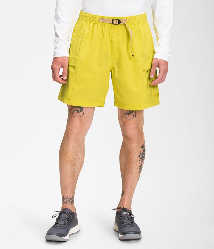 The North Face Shorts Class V Belted Yellow - Mens - Thailand RHFBP-1280